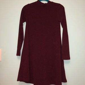 Mock Neck Ribbed Shift Dress